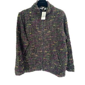 Chico’s Tweed Front Zipperd Cardigan Size Xl/ 2